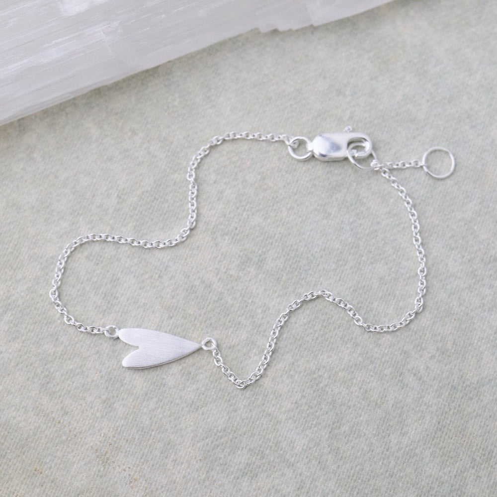 BRC Small Sideways Heart Bracelet - Brushed Sterling Silver