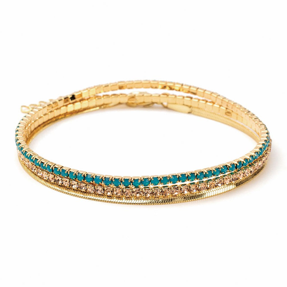 
                      
                        BRC Sparkle & Shine Rhinestone Bracelet Trio - Caribbean Blue Opal & Gold
                      
                    