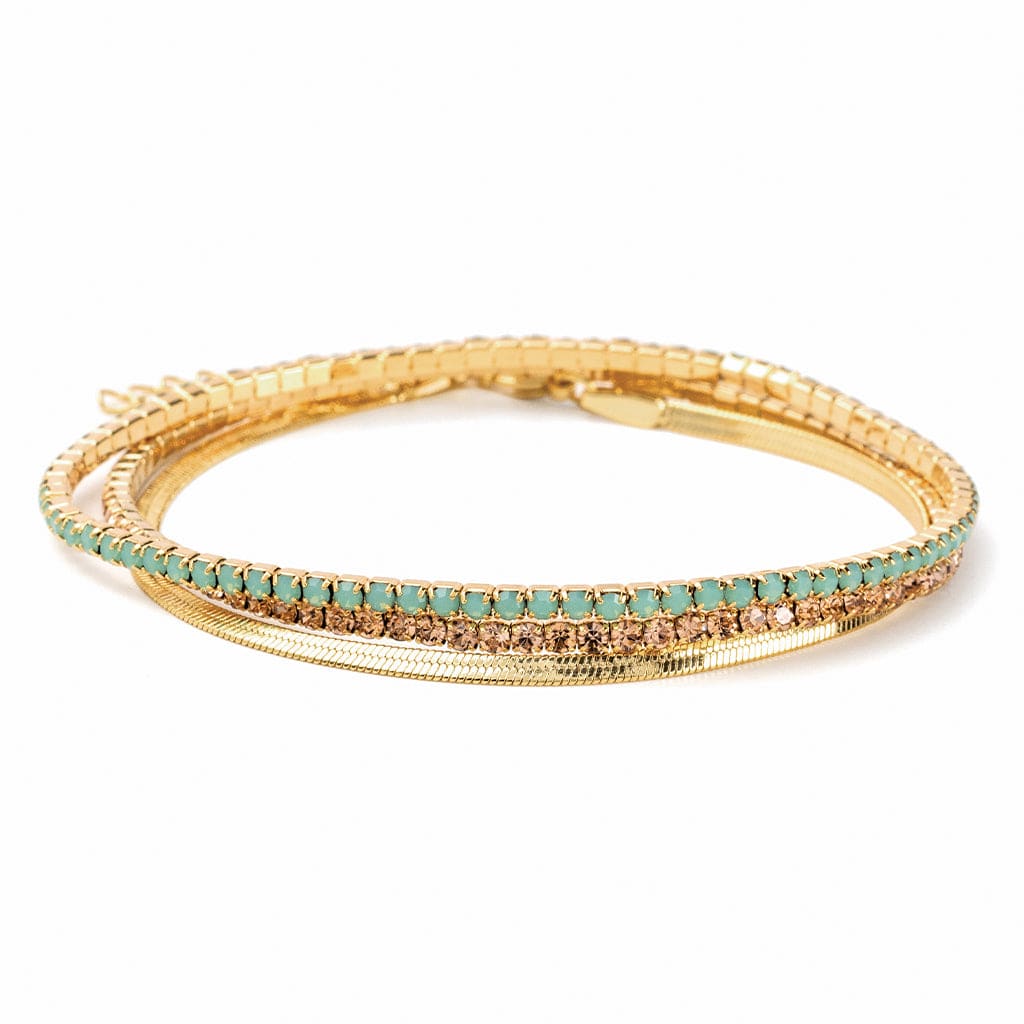 BRC Sparkle & Shine Rhinestone Bracelet Trio - Pacific Opal/Gold