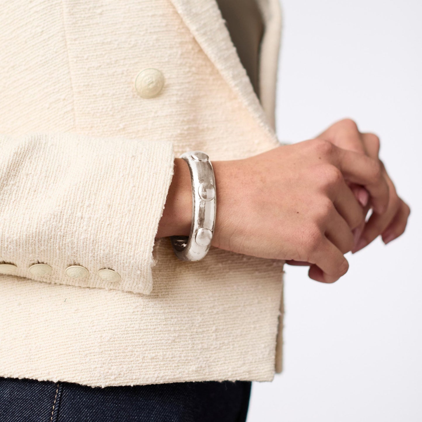 BRC-SPL Silver Solara Hinge Bangle Bracelet