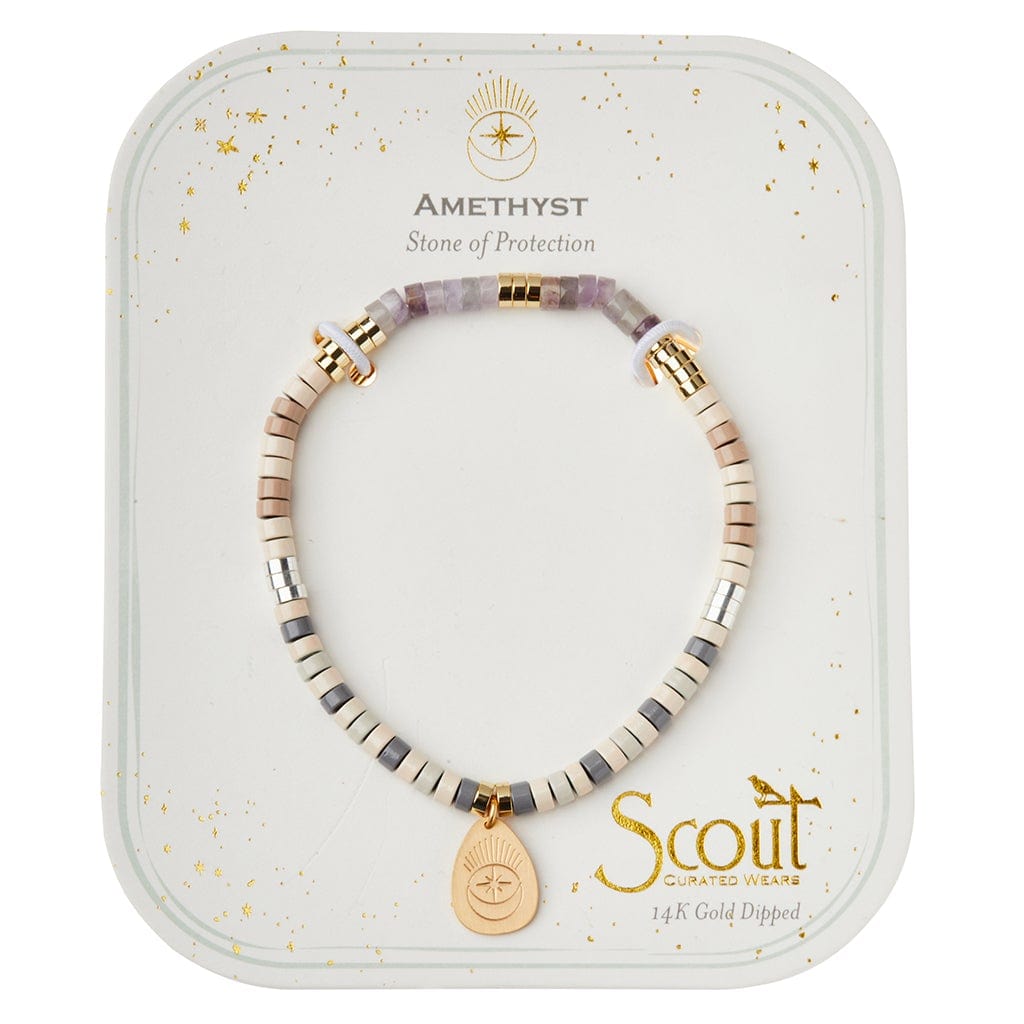 BRC-SPL Stone Intention Charm Bracelet - Amethyst/Gold