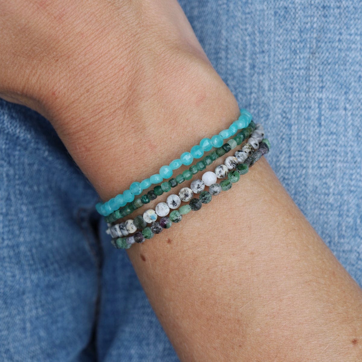 BRC Square Green Agate Simple Stone Bracelet