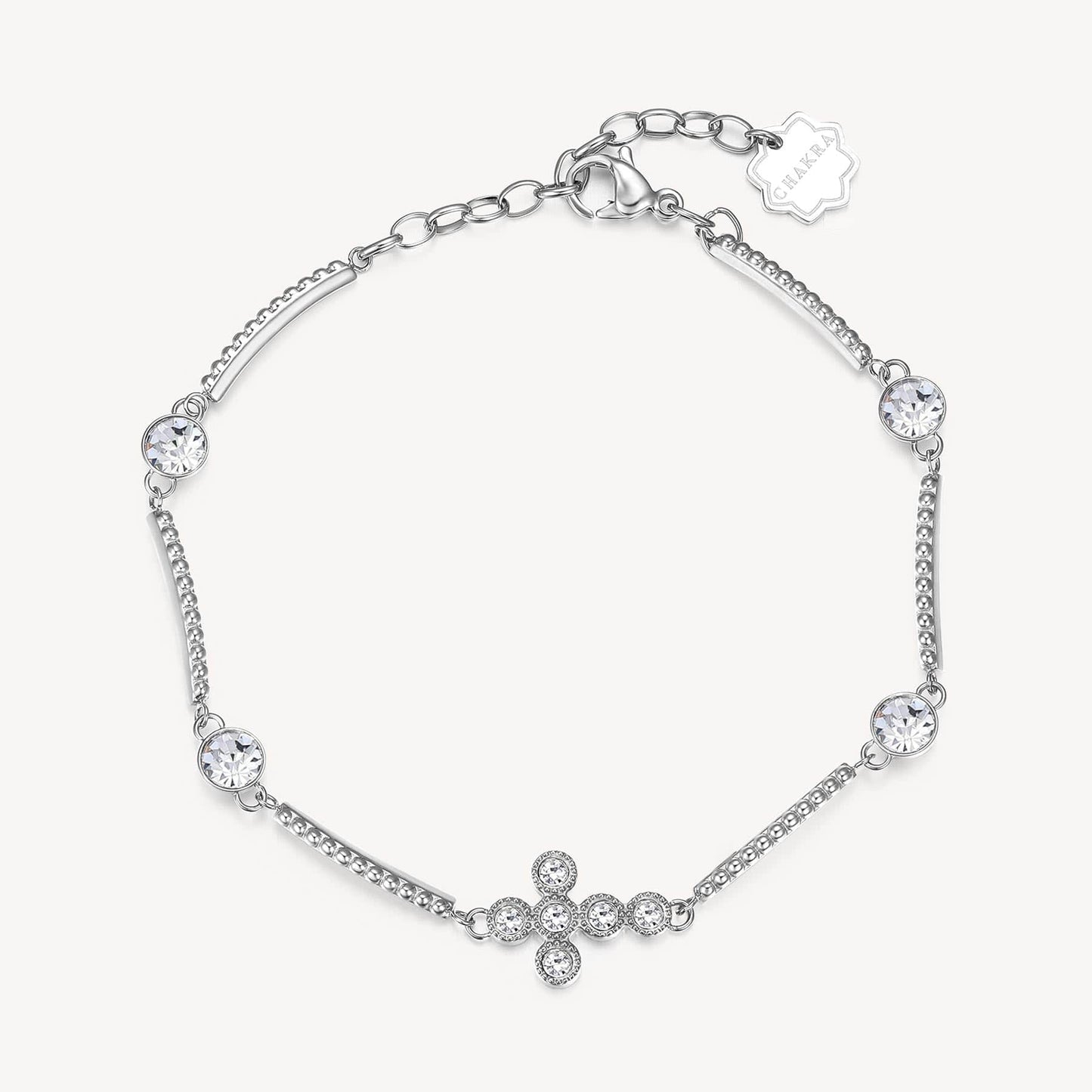 BRC-SS Stainless Steel Chakra Bracelet - Cross