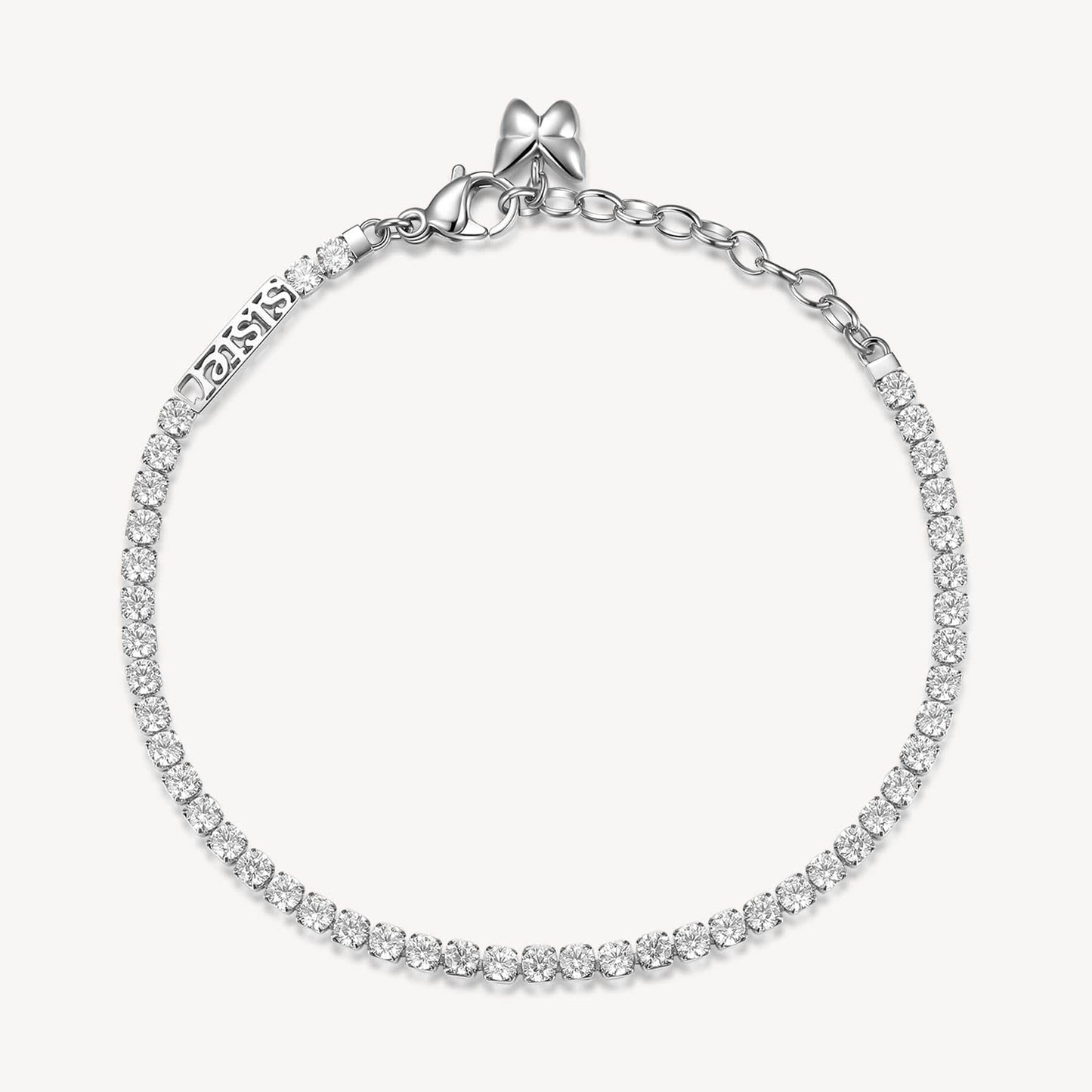 BRC-SS Stainless Steel Crystal Line Bracelet with Sister