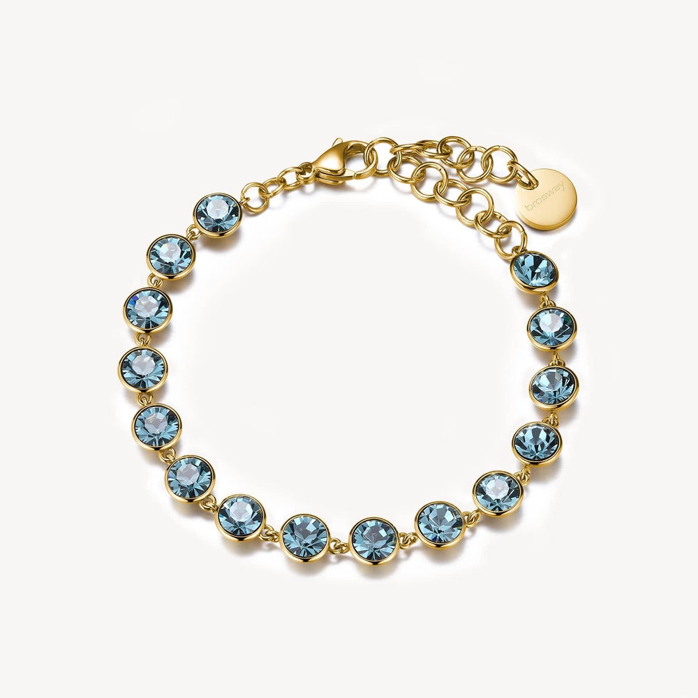 
                      
                        BRC-SS Stainless Steel Gold Tone Bracelet with Smoked Sapphire Crystals
                      
                    