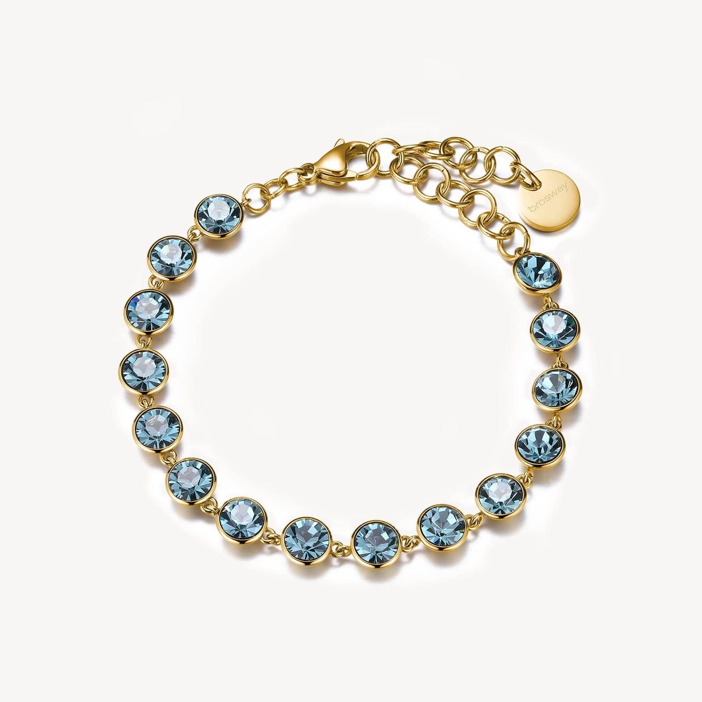 BRC-SS Stainless Steel Gold Tone Bracelet with Smoked Sapphire Crystals