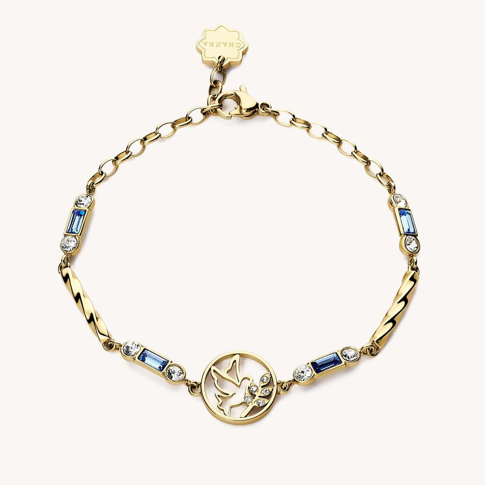 BRC-SS Stainless Steel Gold Tone Chakra Bracelet - Dove