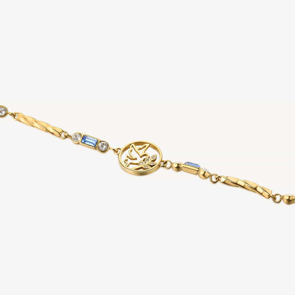 BRC-SS Stainless Steel Gold Tone Chakra Bracelet - Dove