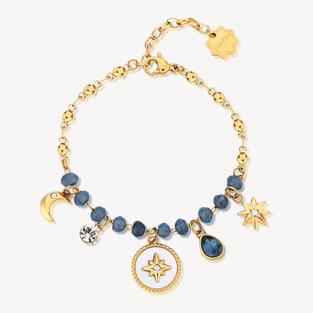 
                      
                        BRC-SS Stainless Steel Gold Tone Chakra Bracelet - Star
                      
                    