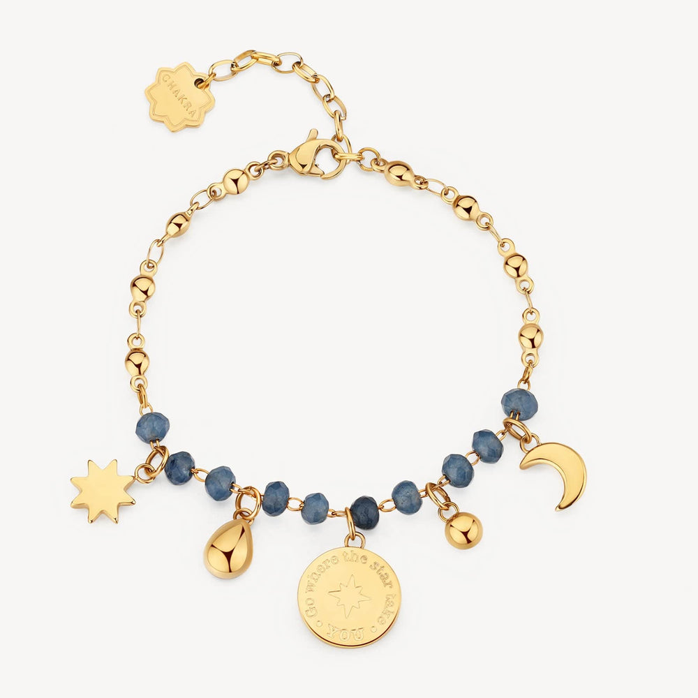 
                      
                        BRC-SS Stainless Steel Gold Tone Chakra Bracelet - Star
                      
                    