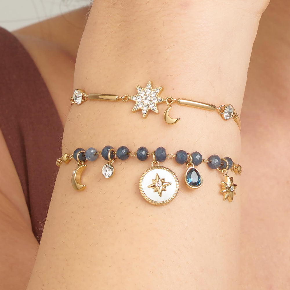 
                      
                        BRC-SS Stainless Steel Gold Tone Chakra Bracelet - Star
                      
                    