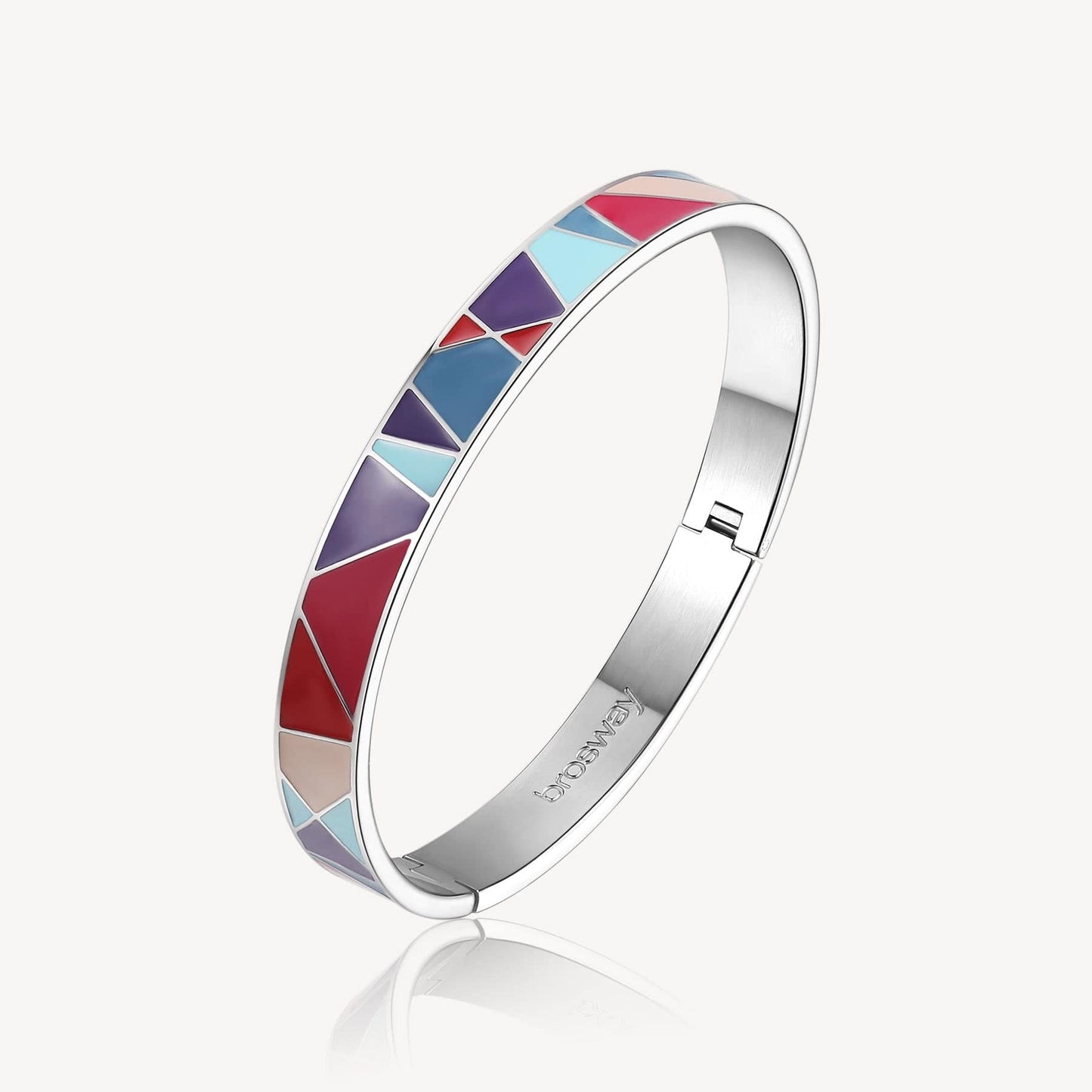 BRC-SS Stainless Steel Latching Bangle with Engraving and Multicolor Enamel