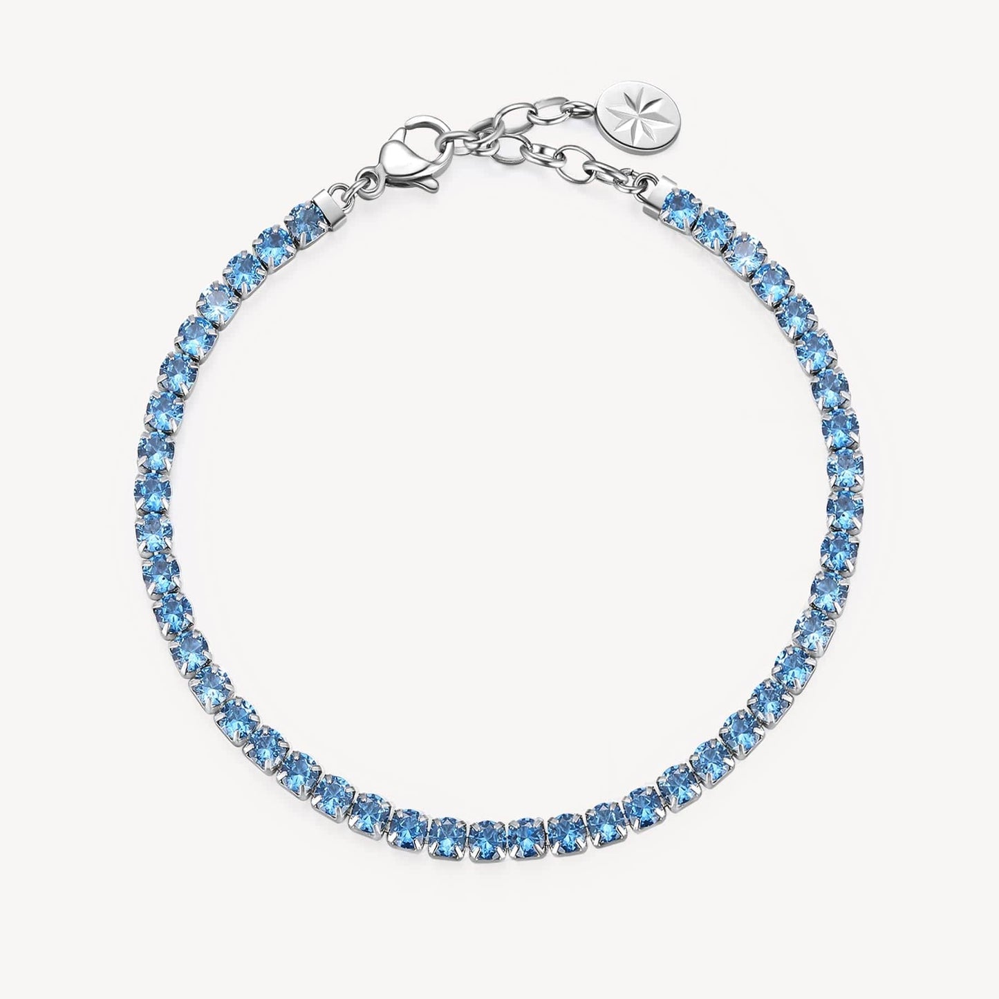 BRC-SS Stainless Steel Spinel Blue Crystal Line Bracelet