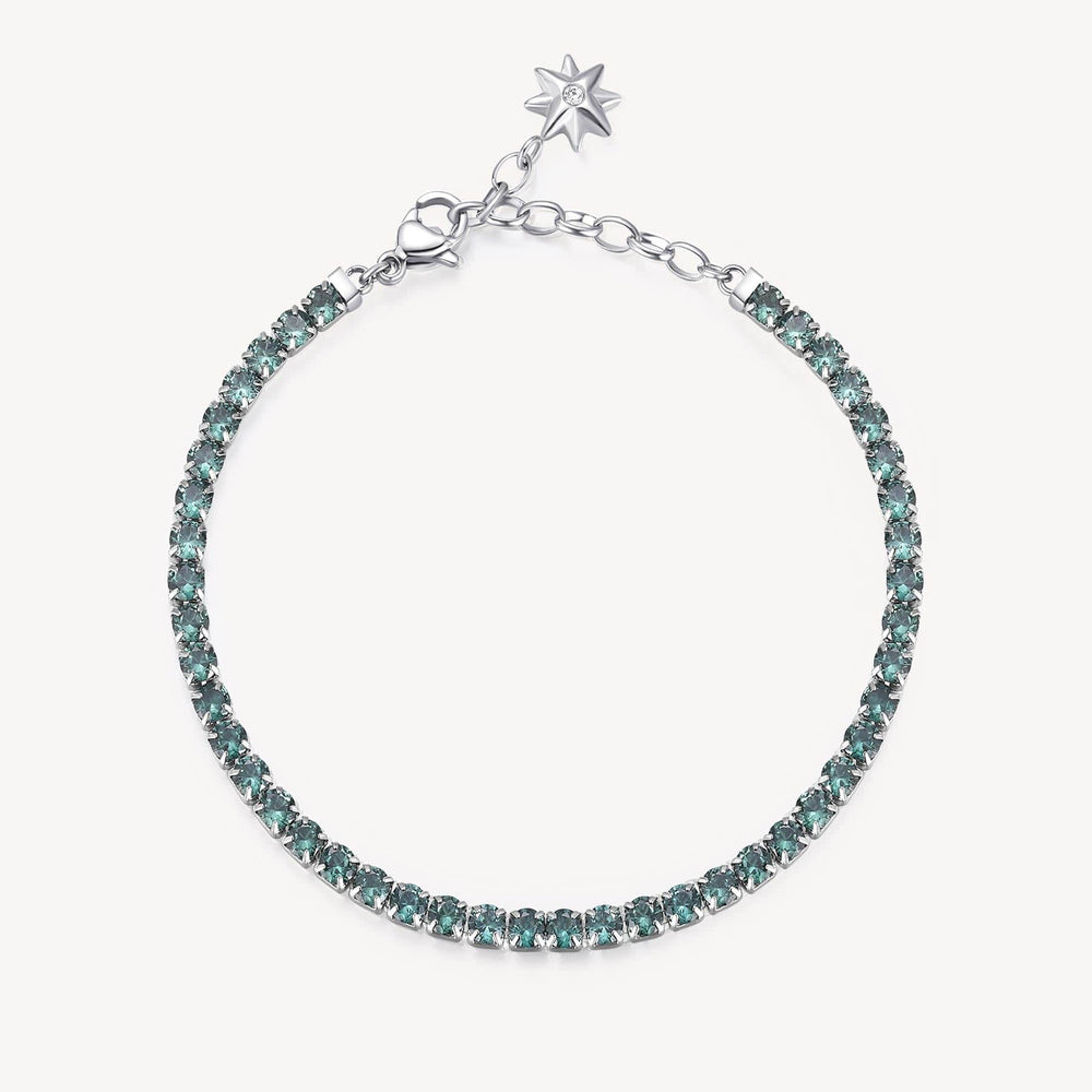 BRC-SS Stainless Steel Spinel Green Crystal Line Bracelet