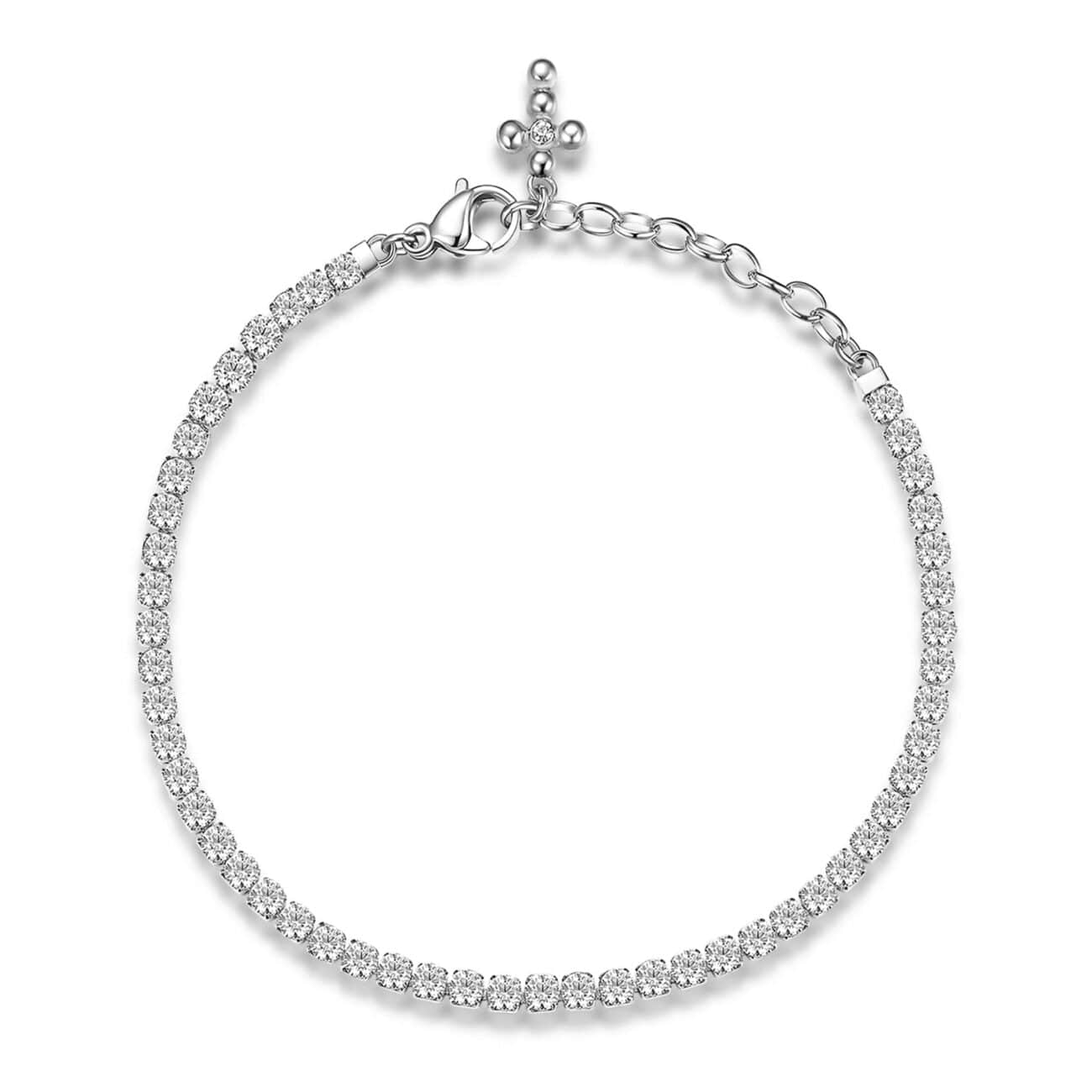 BRC-SS Stainless Steel White Crystal Line Bracelet with C
