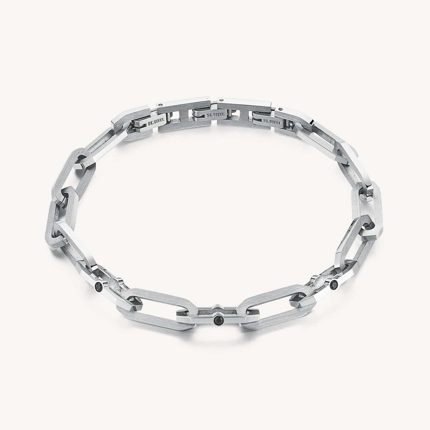 BRC-SS Stainless Steel with Black Crystal Bracelet