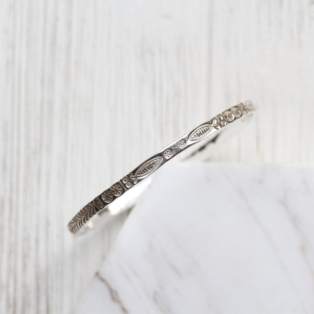 BRC Stamped Fish and Fern Bangle
