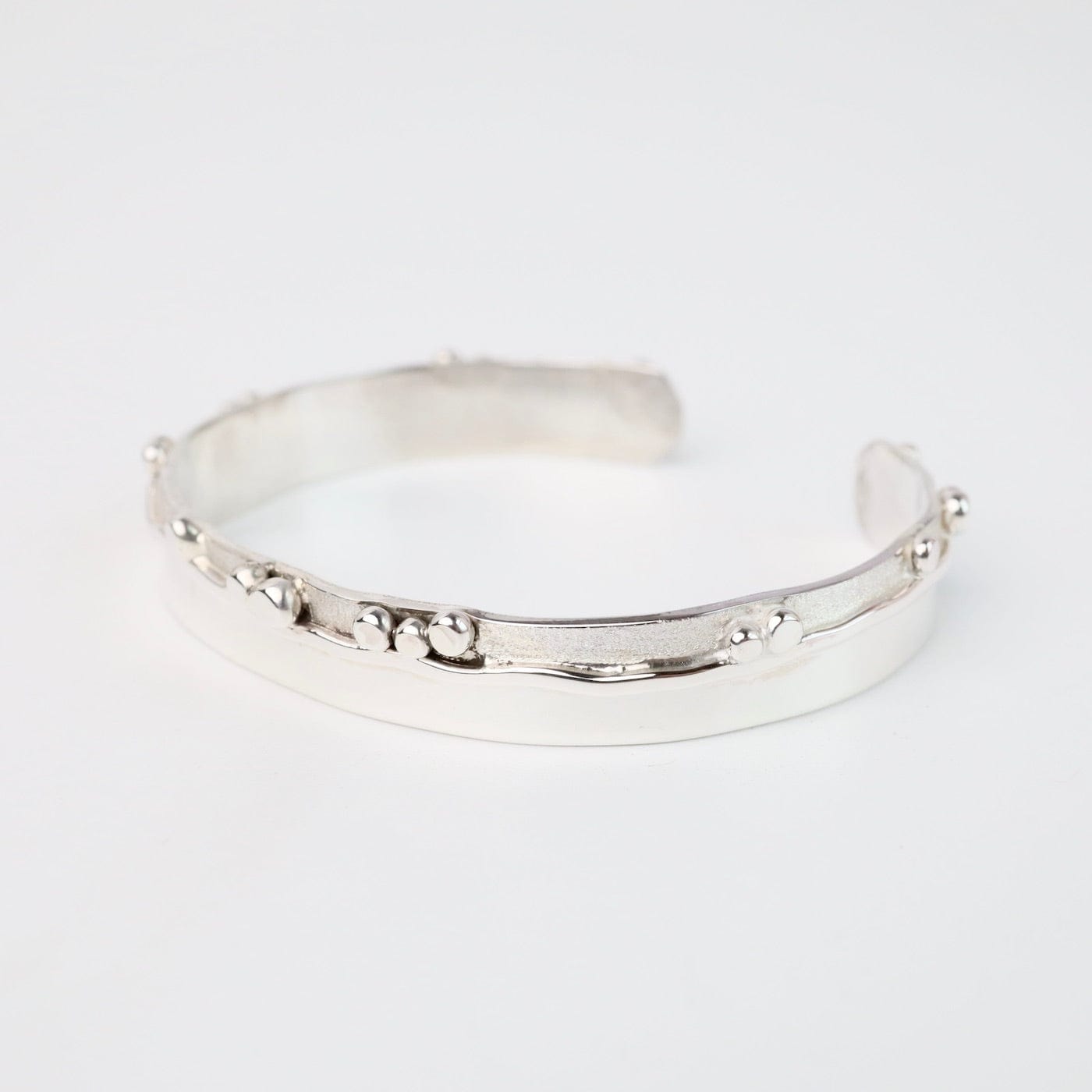 Load image into Gallery viewer, BRC Sterling Cuff with Line, Texture, &amp;amp; Nuggets
