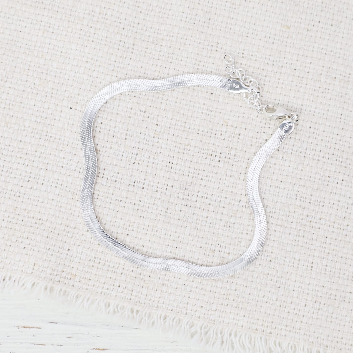 BRC Sterling Silver 3mm Herringbone Chain Bracelet