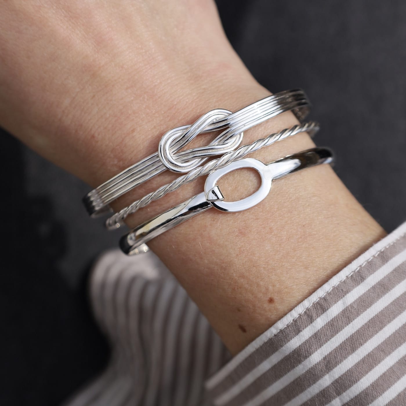 BRC Sterling Silver 4 Strand Friendship Square Knot Cu