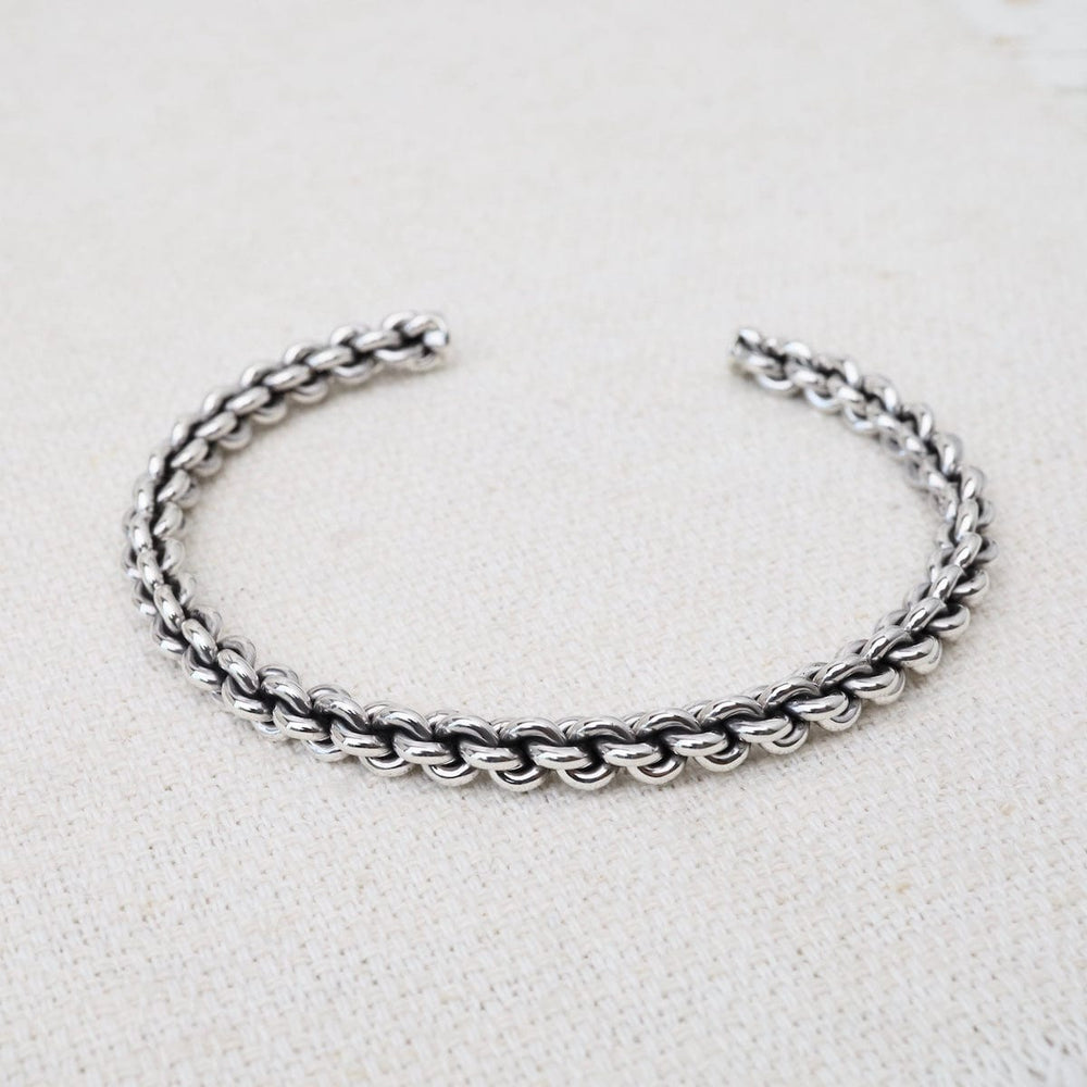 BRC Sterling Silver 5mm Heavy Knotted Chain Cuff