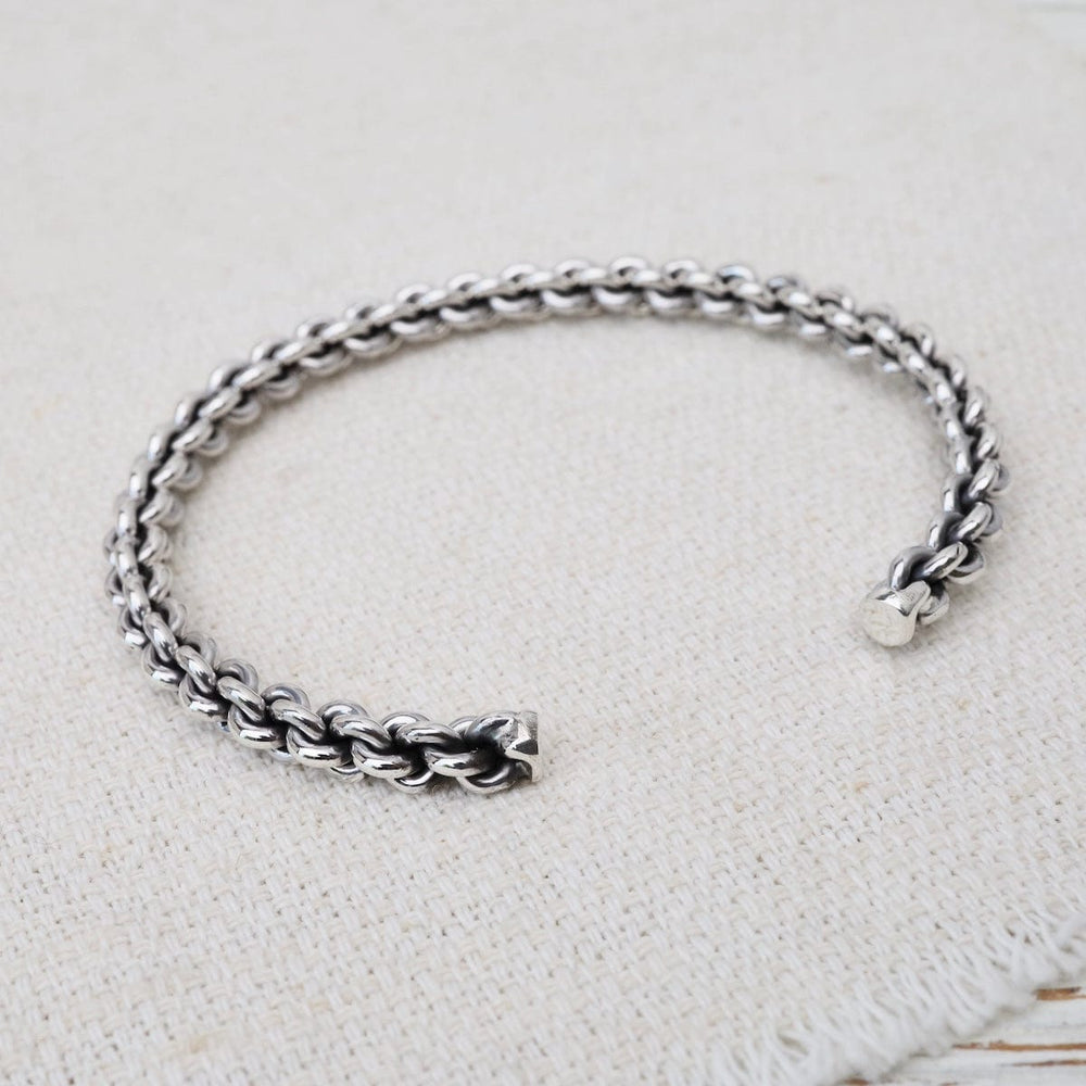 BRC Sterling Silver 5mm Heavy Knotted Chain Cuff