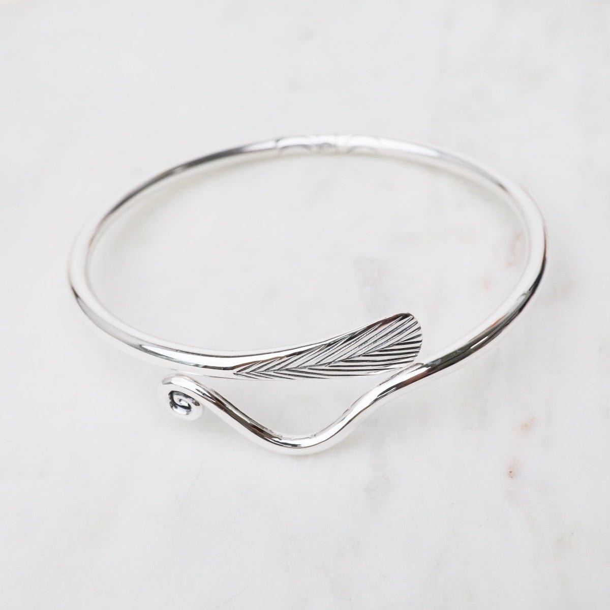 BRC Sterling Silver Bangle with Vine & Leaf