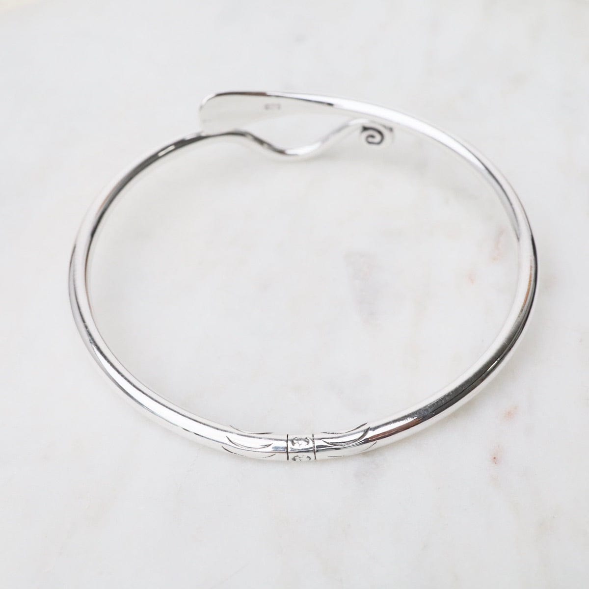 Sterling Silver Round Hook Bangle Bracelet