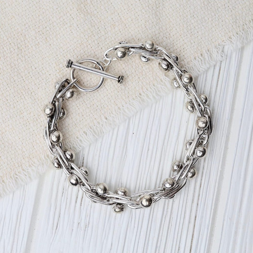 BRC Sterling Silver Barbell Chain Bracelet