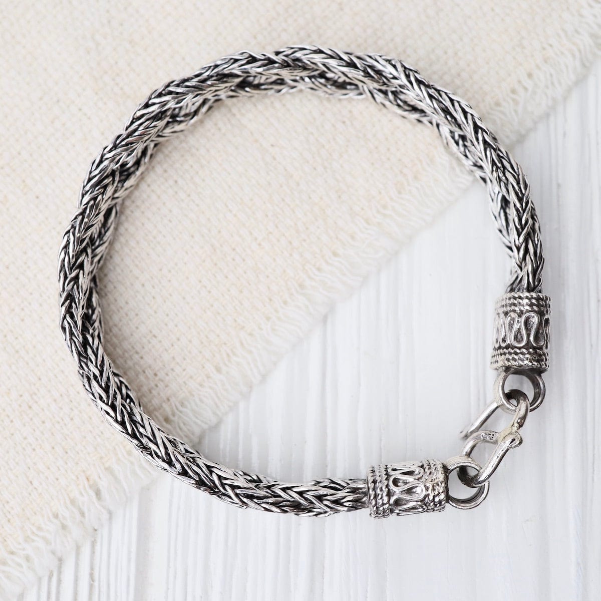 BRC Sterling Silver Braided Bali Chain Bracelet