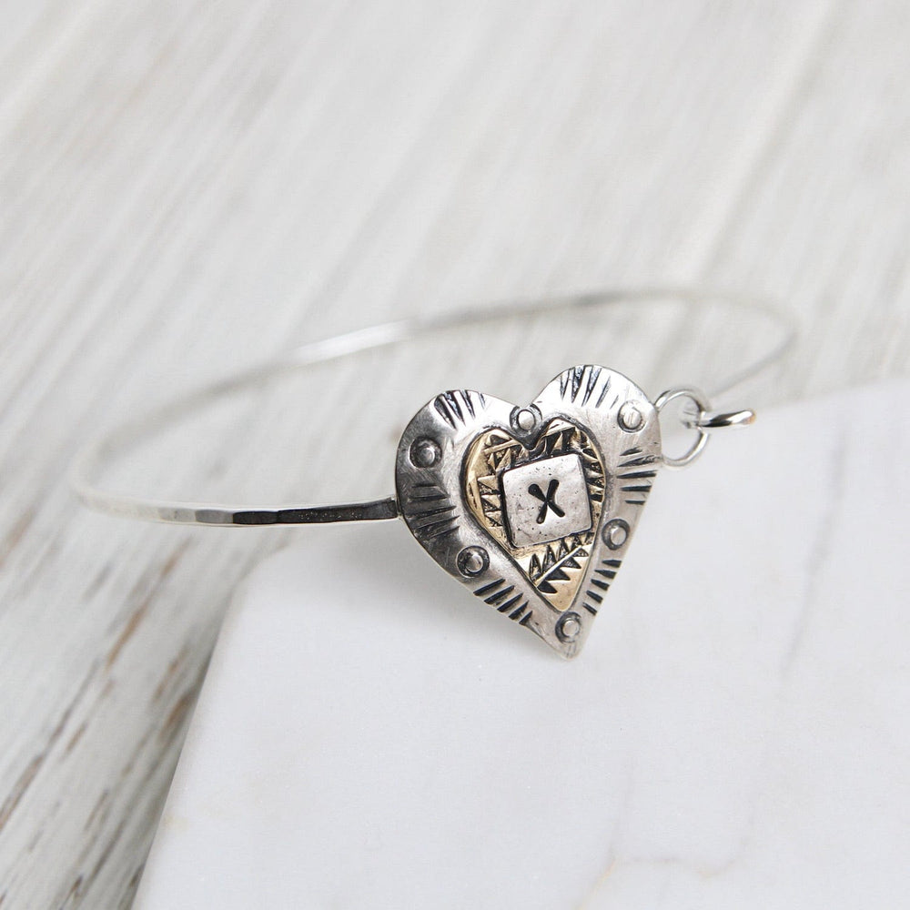 
                  
                    BRC Sterling Silver & Brass Heart Latching Bracelet
                  
                