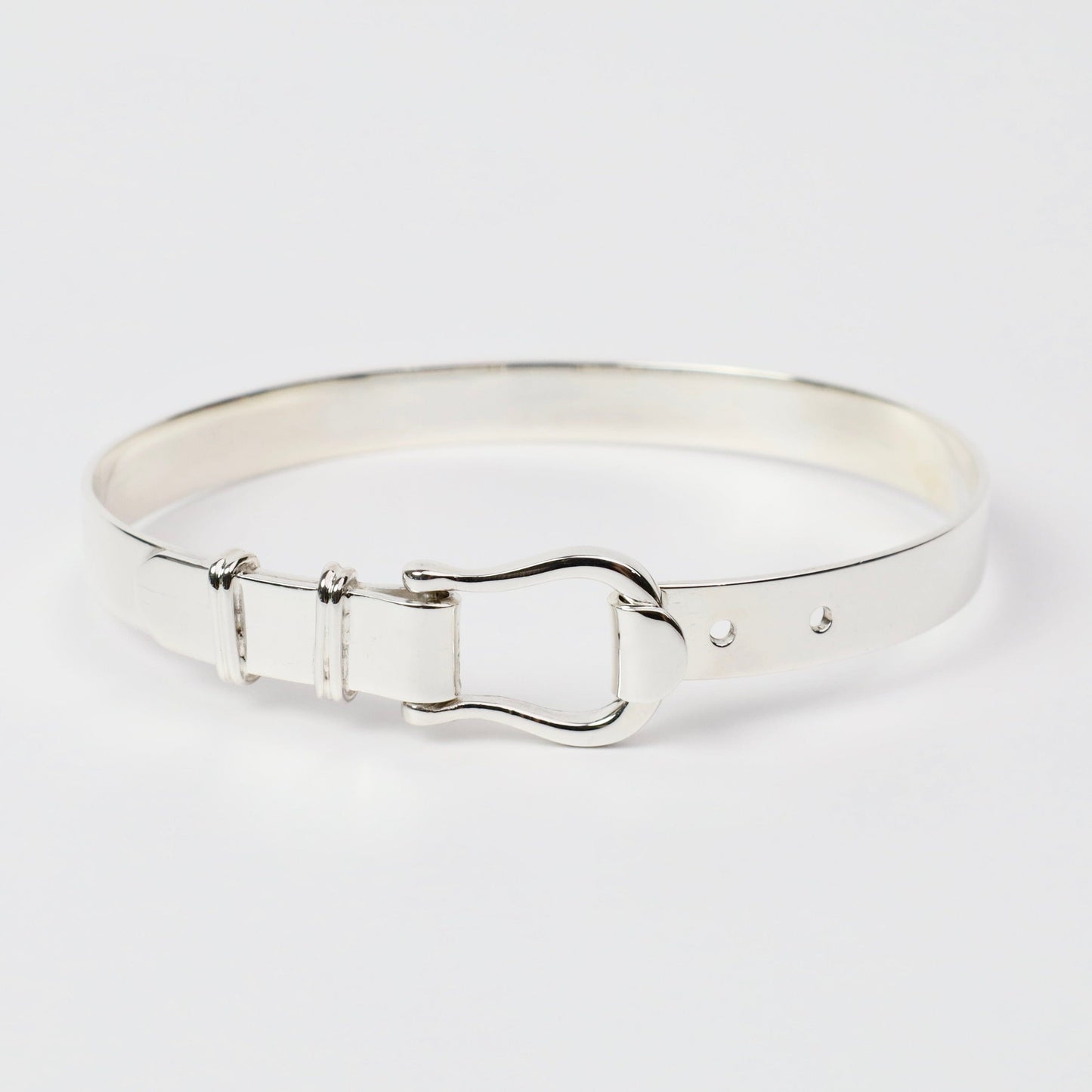 BRC Sterling Silver Buckle Latch Cuff Bangle Bracelet