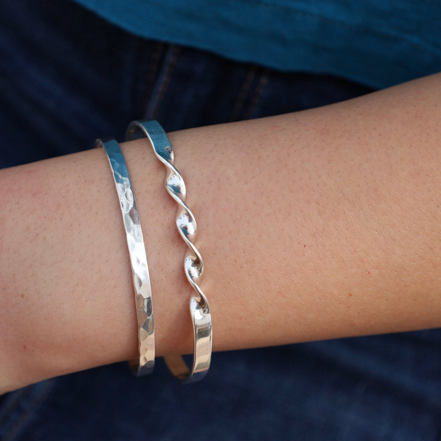BRC Sterling Silver Center Twist Cuff Bracelet