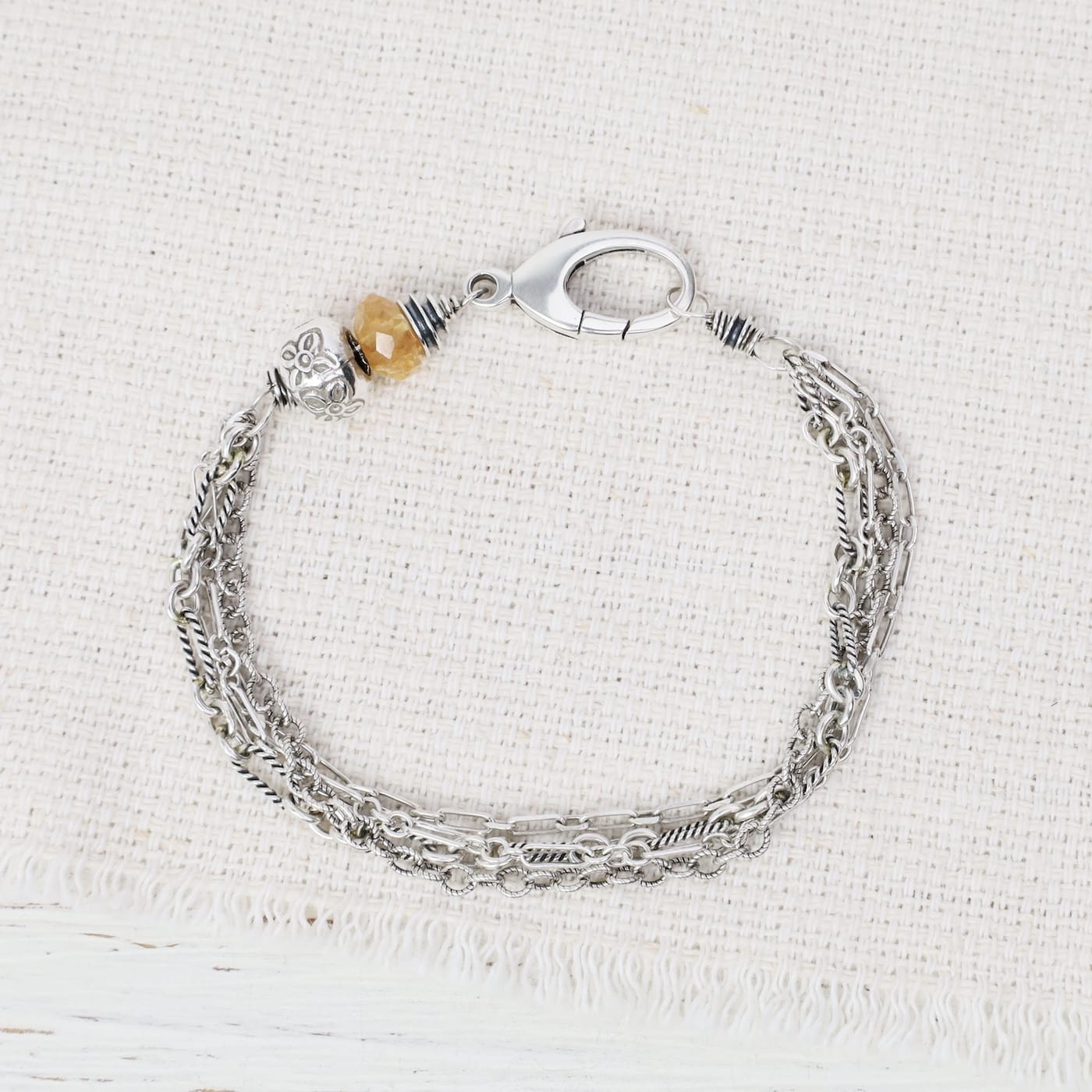 BRC Sterling Silver & Citrine Layered Bracelet
