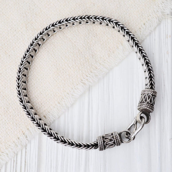 BRC Sterling Silver Coil Woven Bali Chain Bracelet
