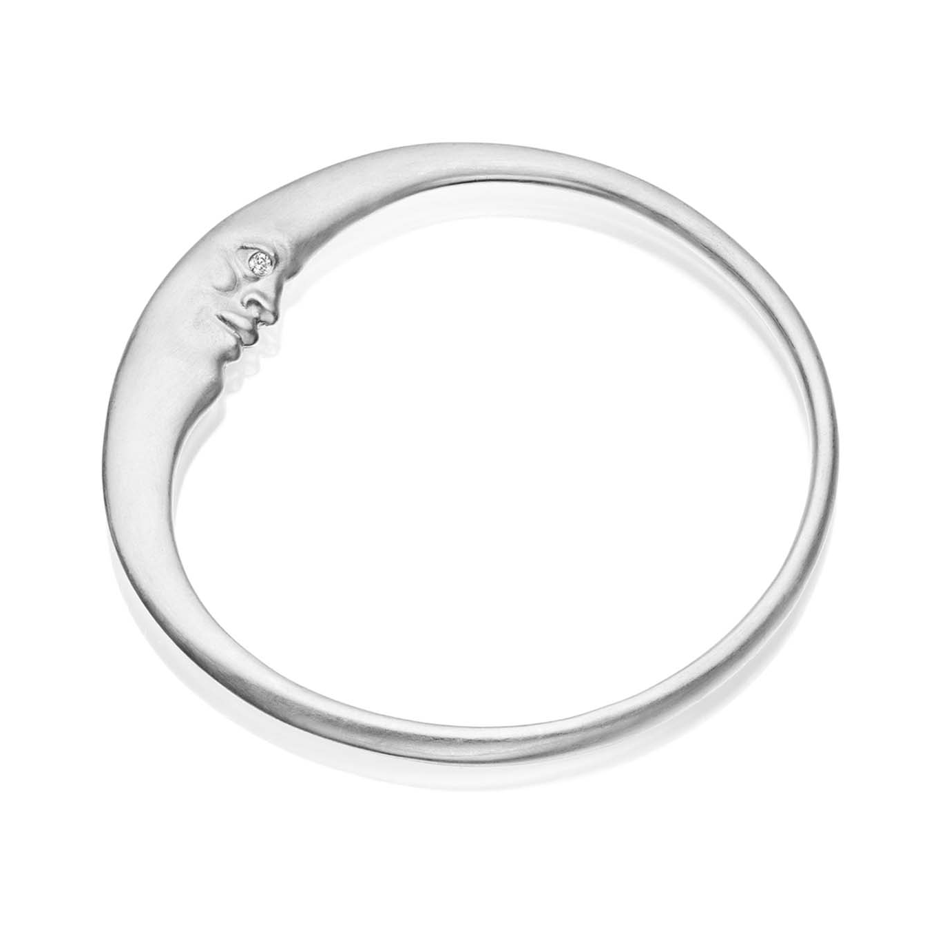 BRC Sterling Silver Crescent Moonface Bangle