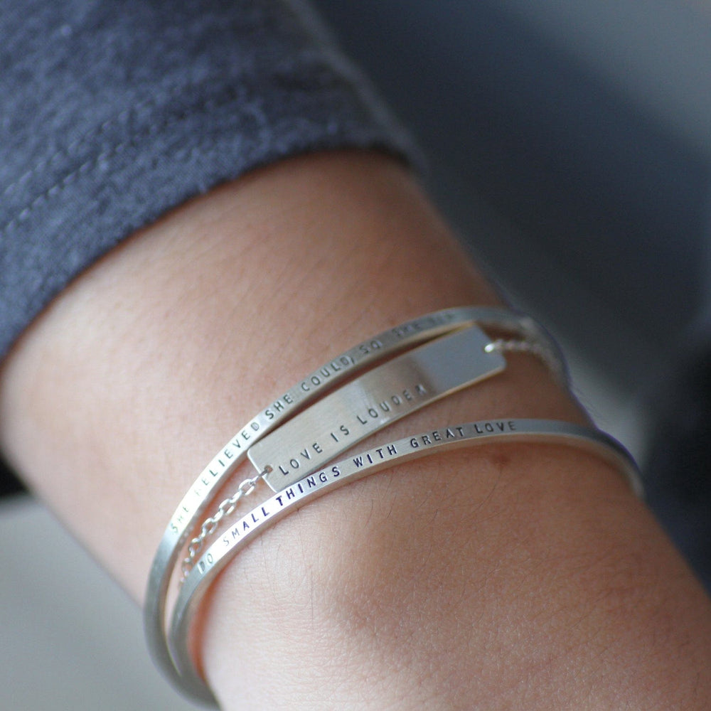 
                  
                    BRC Sterling Silver Cuff - "Do Small Things with Great Love"
                  
                