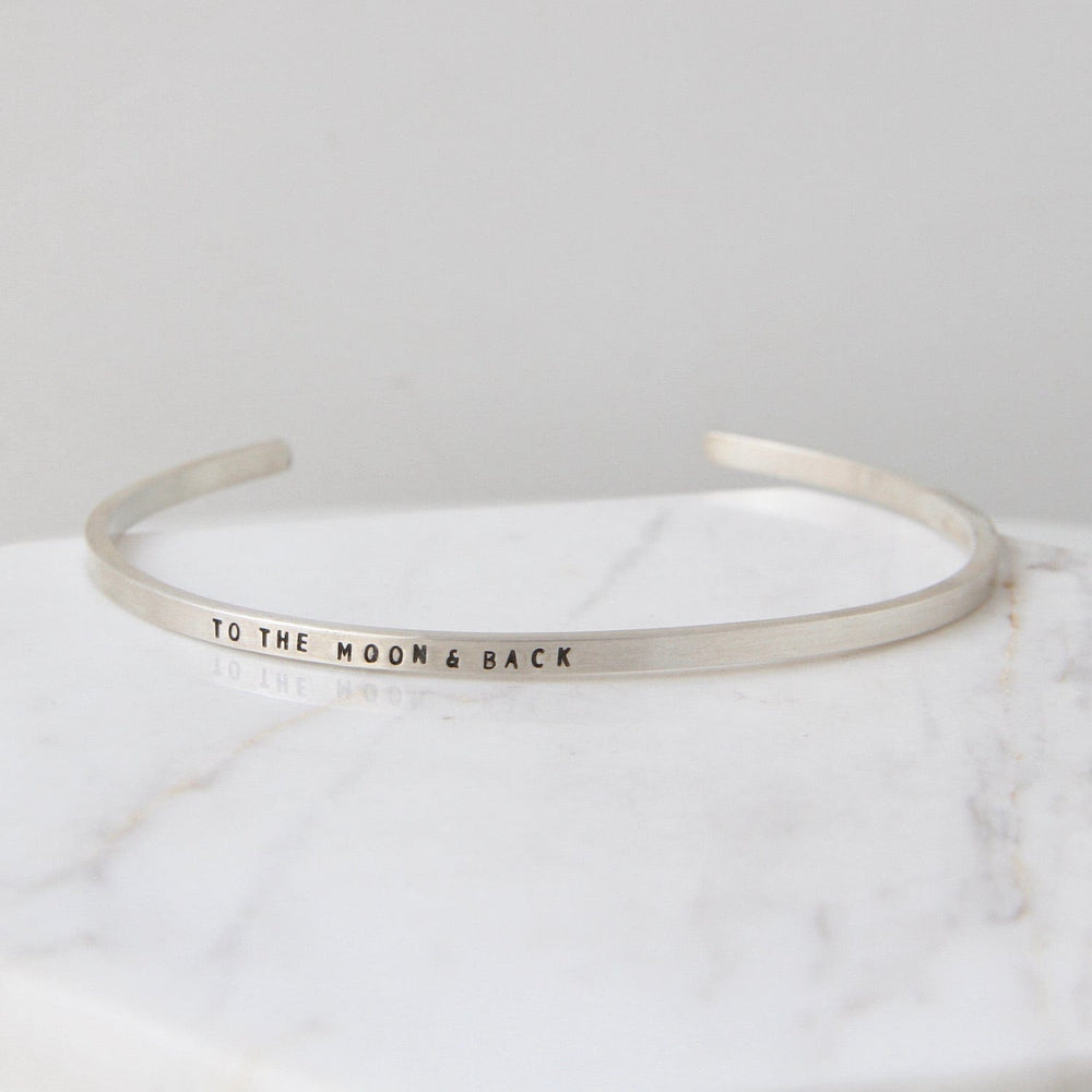 
                      
                        BRC Sterling Silver Cuff - "To The Moon & Back"
                      
                    