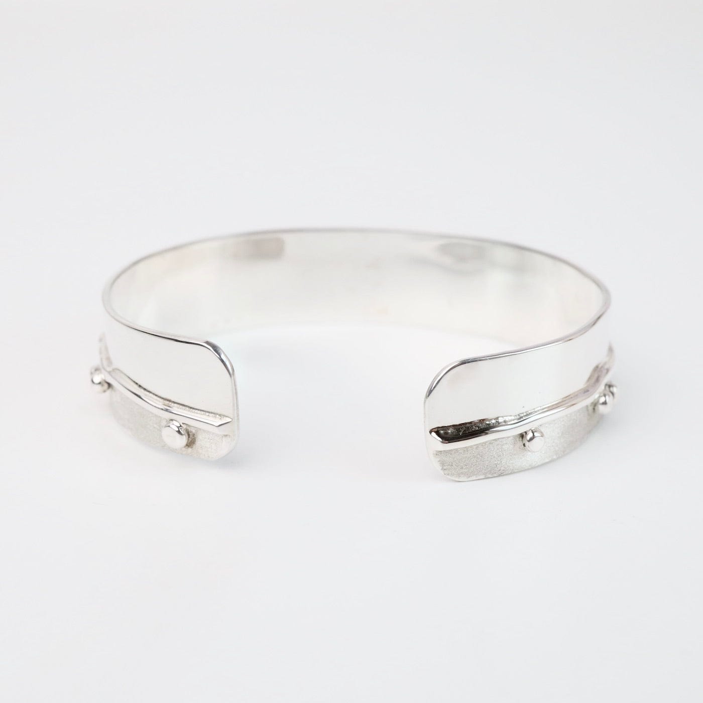 BRC Sterling Silver Cuff with Line, Flattened Balls & Texture