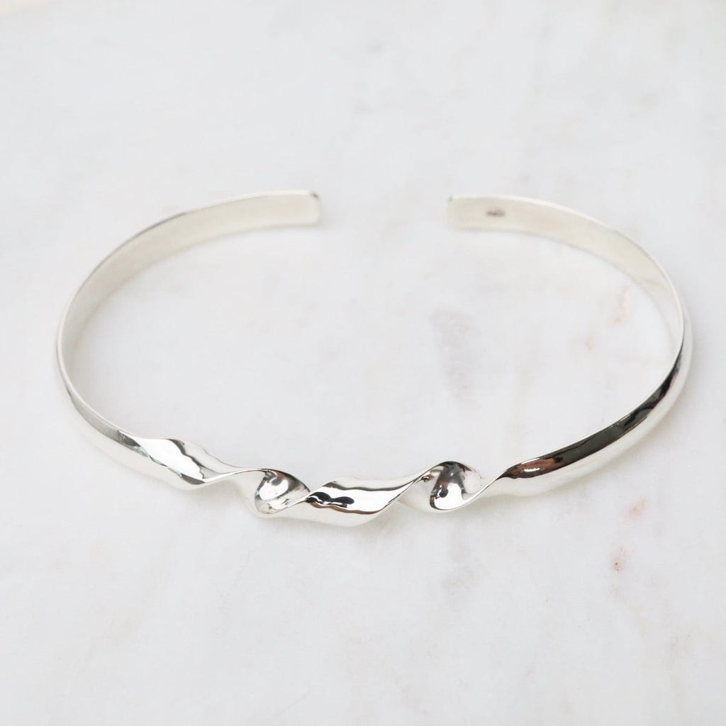 Sterling Silver Cuff with Twisted Ribbon Front – Dandelion Jewelry