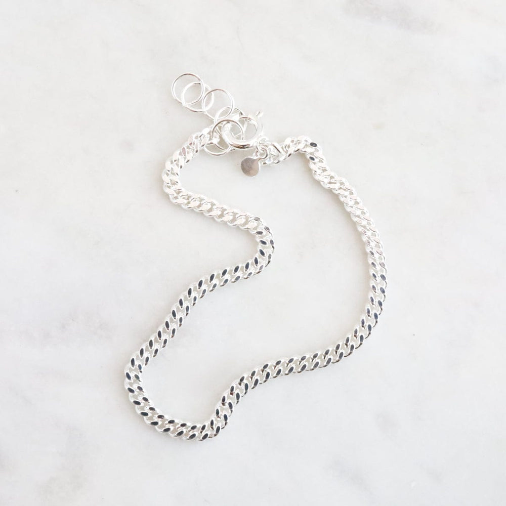 BRC Sterling Silver Cut Curb Chain Bracelet