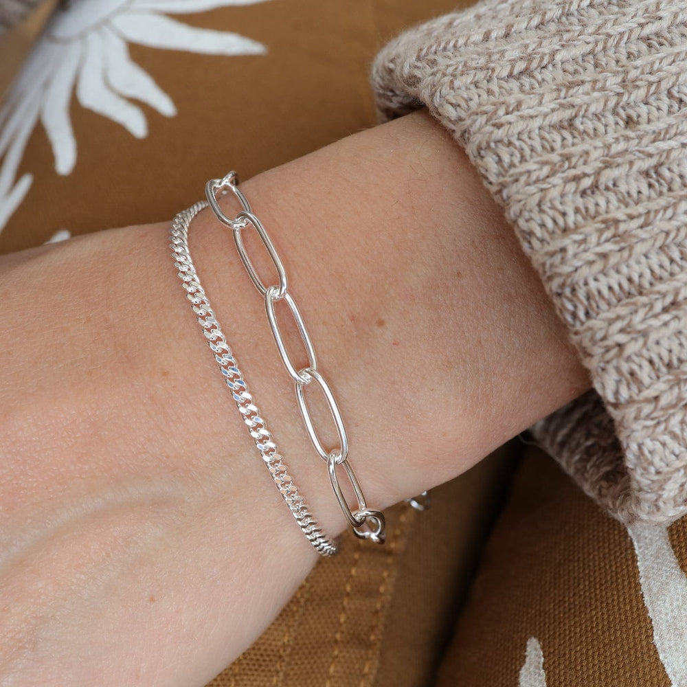 BRC Sterling Silver Cut Curb Chain Bracelet