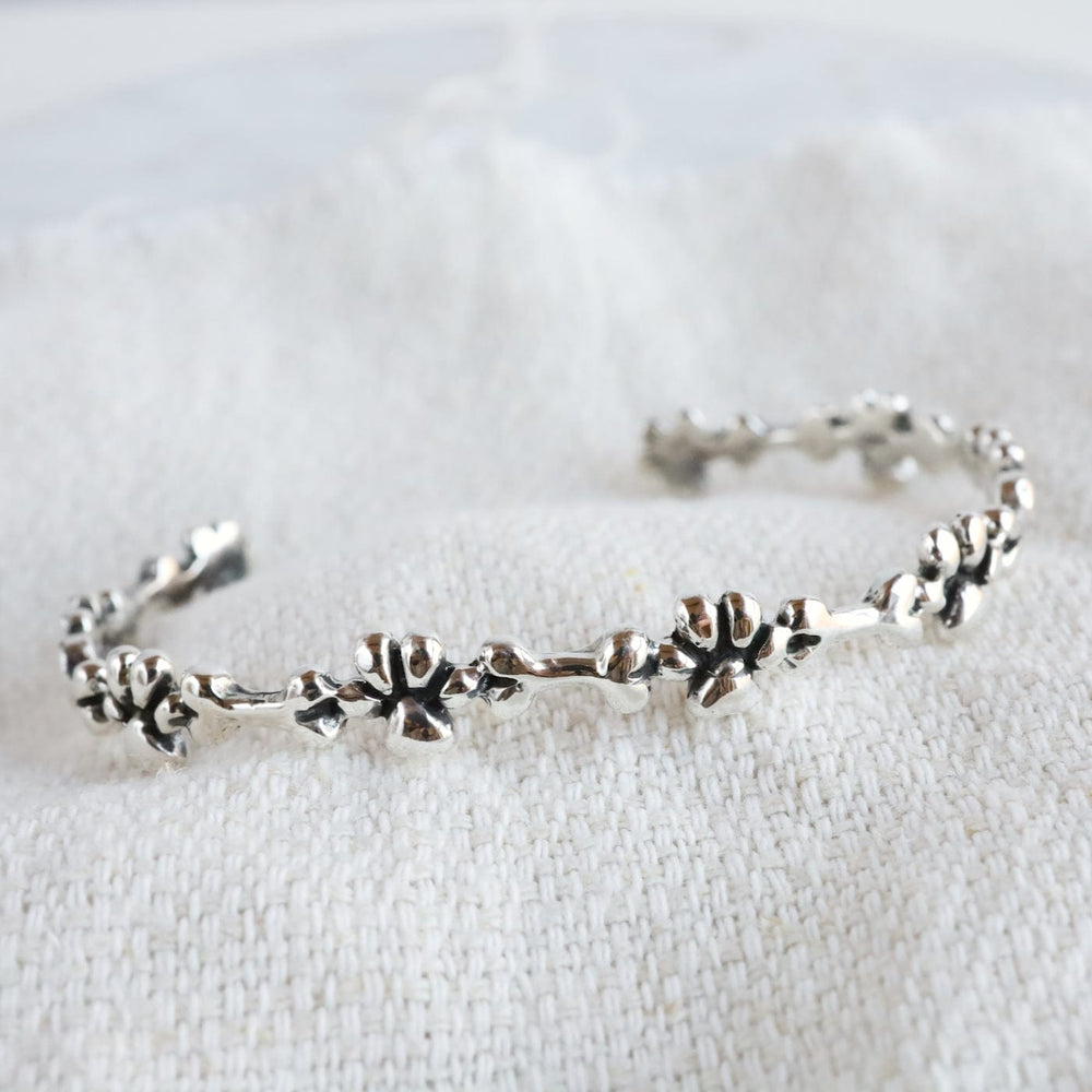 BRC Sterling Silver Dog Bone & Paw Print Cuff Bracelet