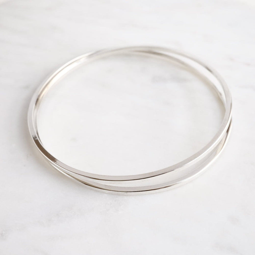 BRC Sterling Silver Double Bangle Bracelet