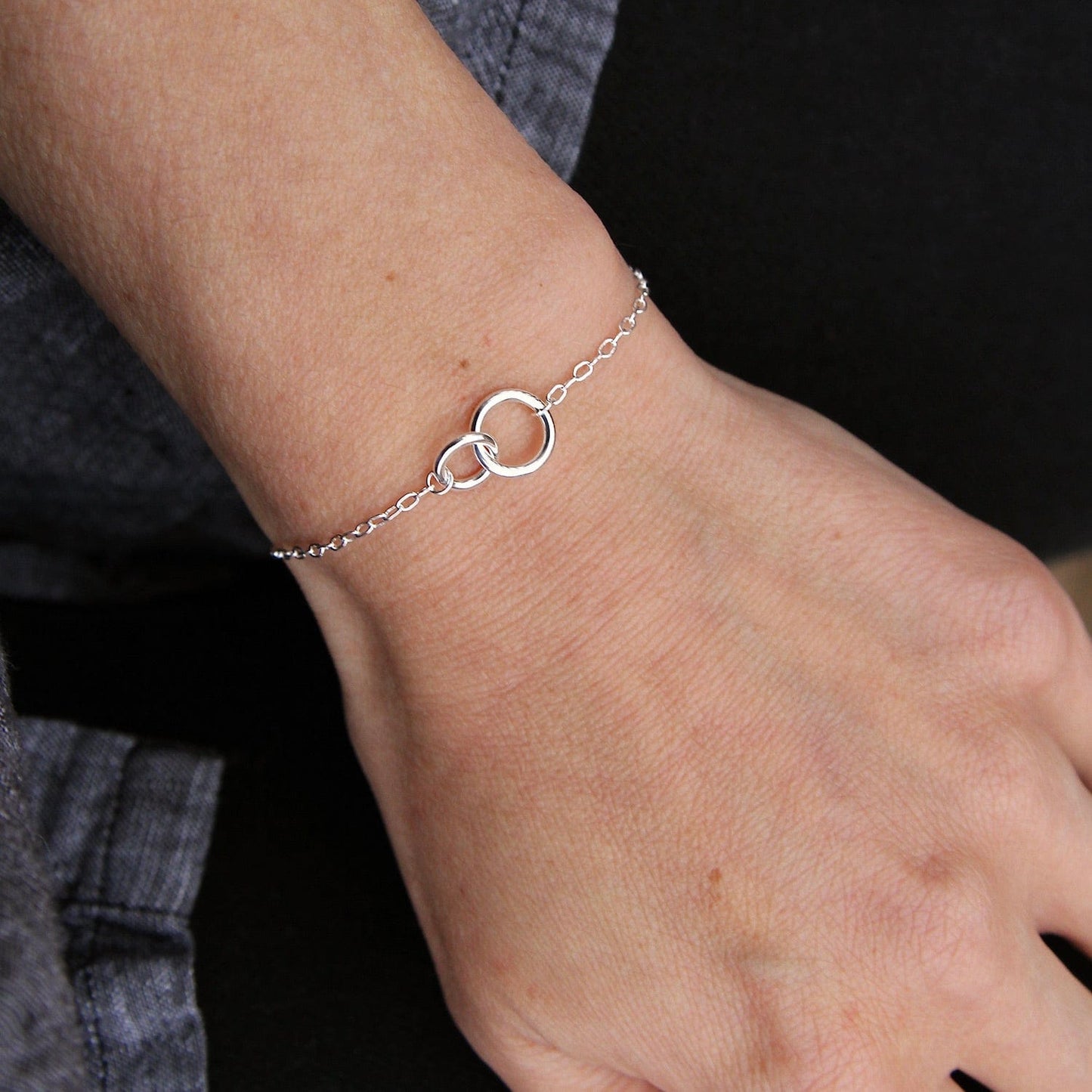 BRC Sterling Silver Double Ring Bracelet