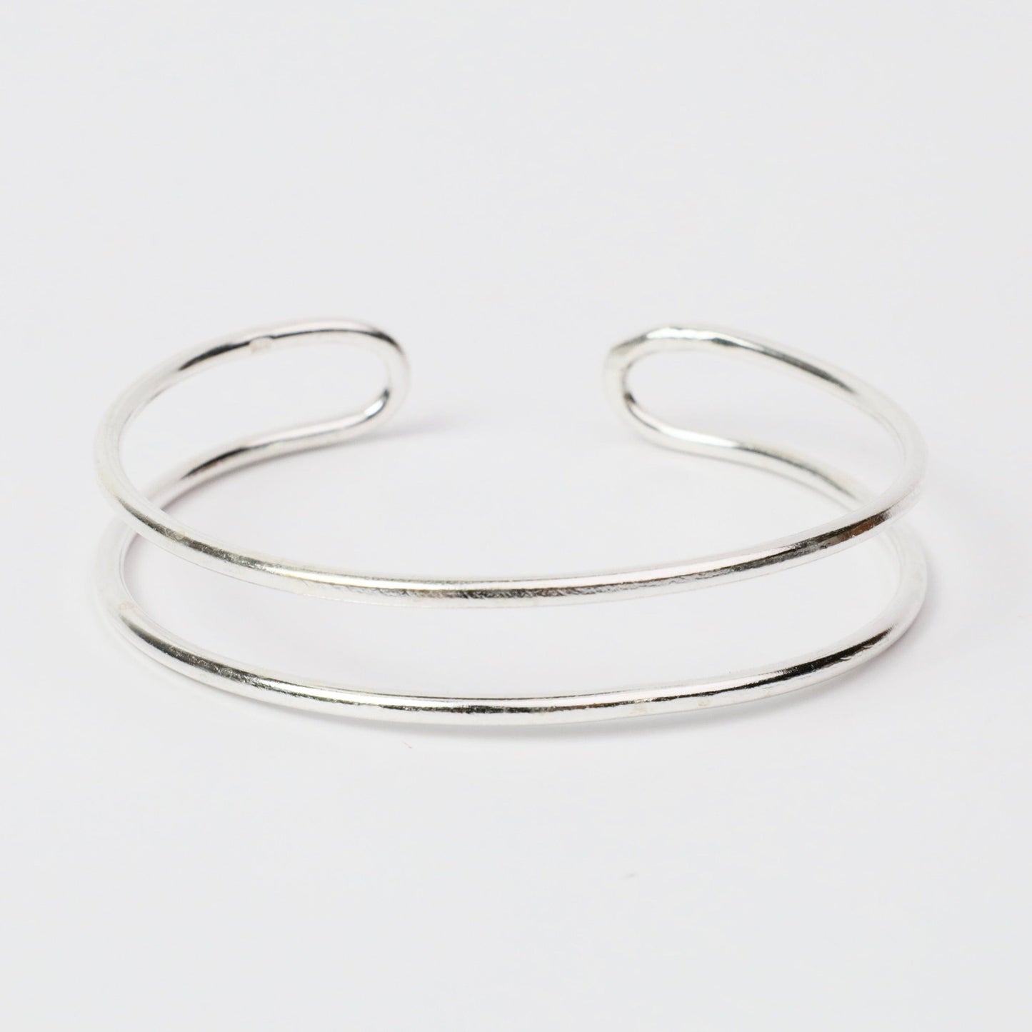 BRC Sterling Silver Double Round Band Cuff Bracelet