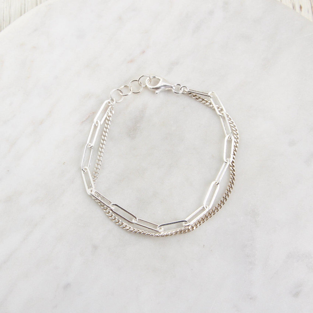 
                  
                    BRC Sterling Silver Double Strand Curb & Paperclip Chain Bracelet
                  
                