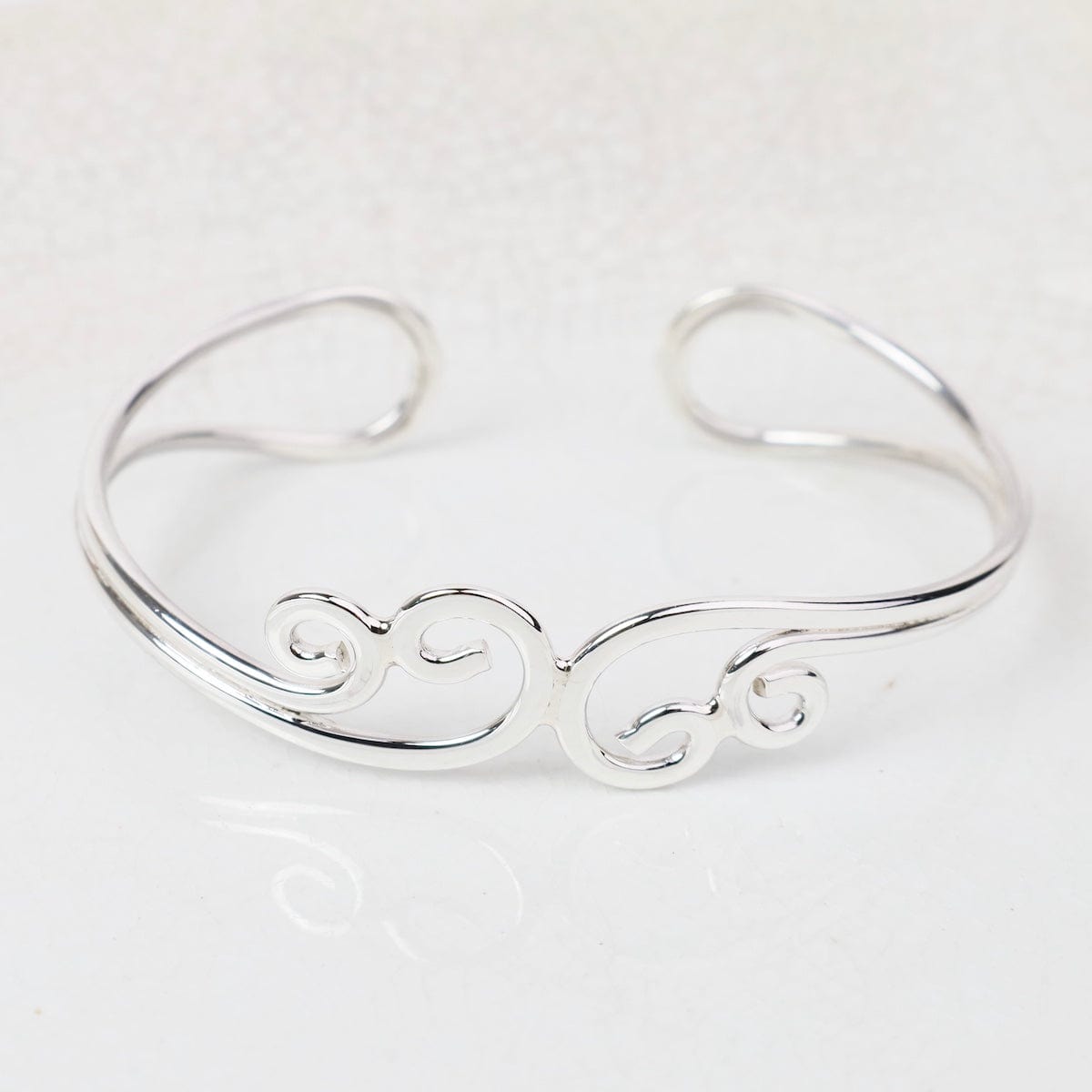 BRC Sterling Silver Double Swirly Curly Front Cuff