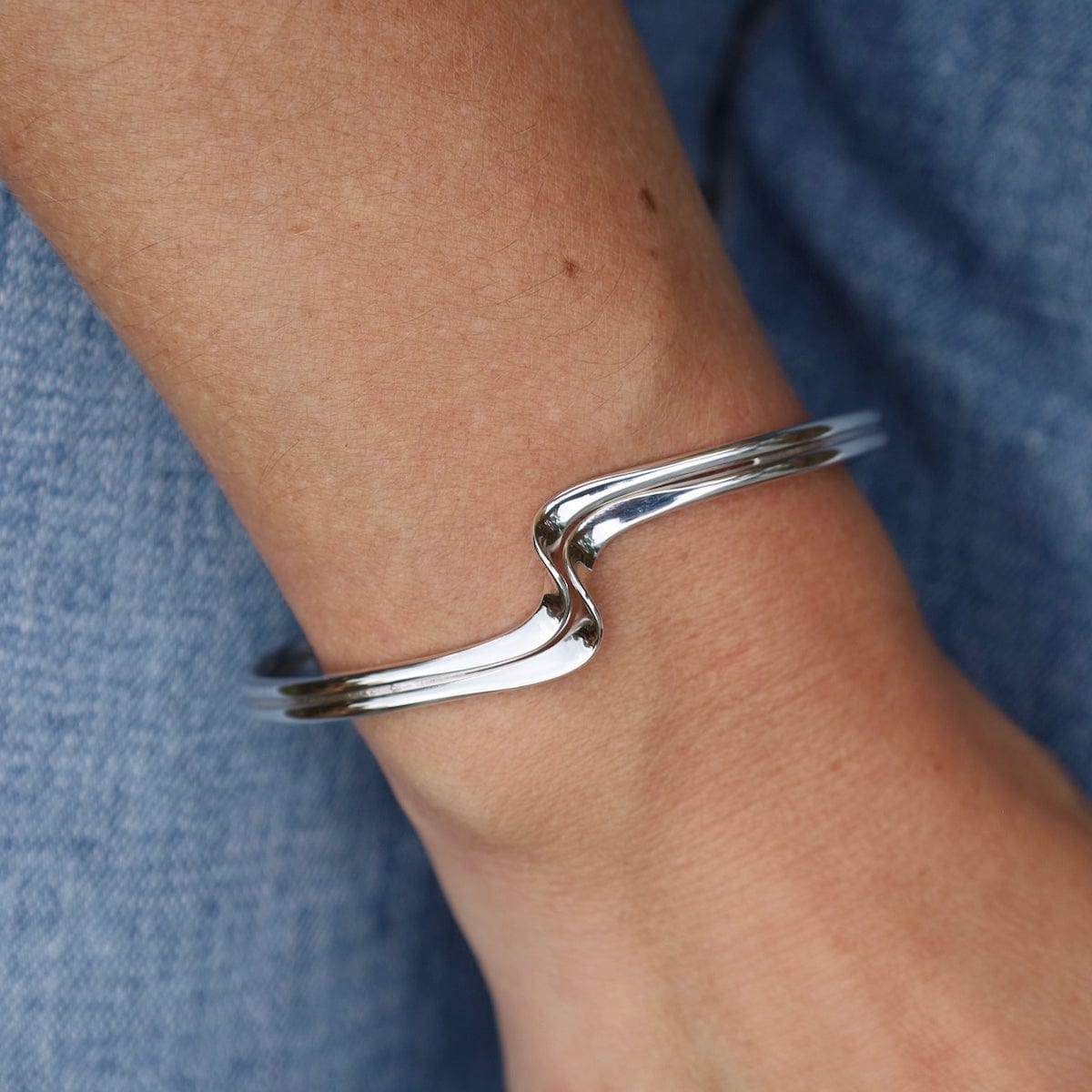 BRC Sterling Silver Double Wave Cuff
