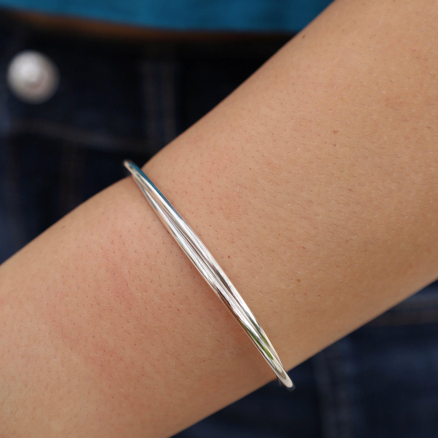 BRC Sterling Silver Double Wire Twist Cuff Bracelet